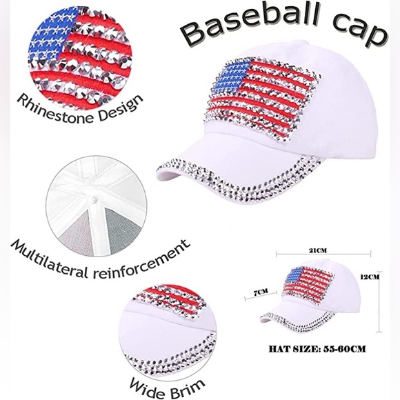 🇺🇸USA Bright & Bursting With Bling American Flag Adjustable Hat! - Picture 7 of 9